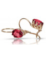 "Élégantes boucles d'oreilles en or rose 14 carats et rubis, style vintage" vec196