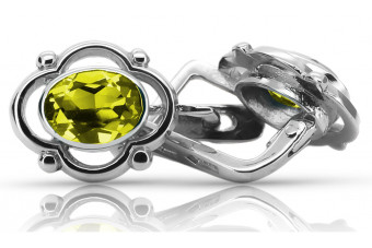 Vintage Rozyjskie Vintage srebrne kolczyki 925 z peridotem vec033s