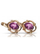 Vintage silver rose gold plated 925 amethyst earrings vec033rp