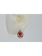 Vintage silver rose gold plated 925 ruby earrings vec033rp