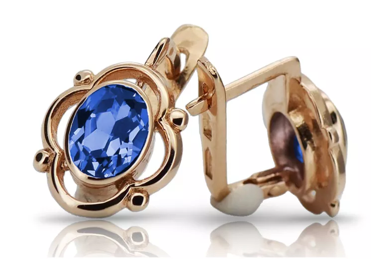 Vintage silver rose gold plated 925 sapphire earrings vec033rp