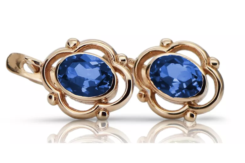 Vintage silver rose gold plated 925 sapphire earrings vec033rp