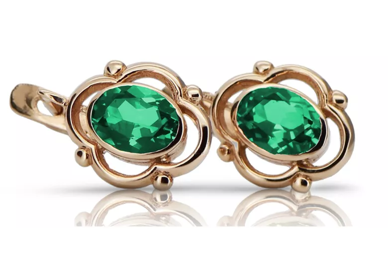 Vintage silver rose gold plated 925 emerald earrings vec033rp