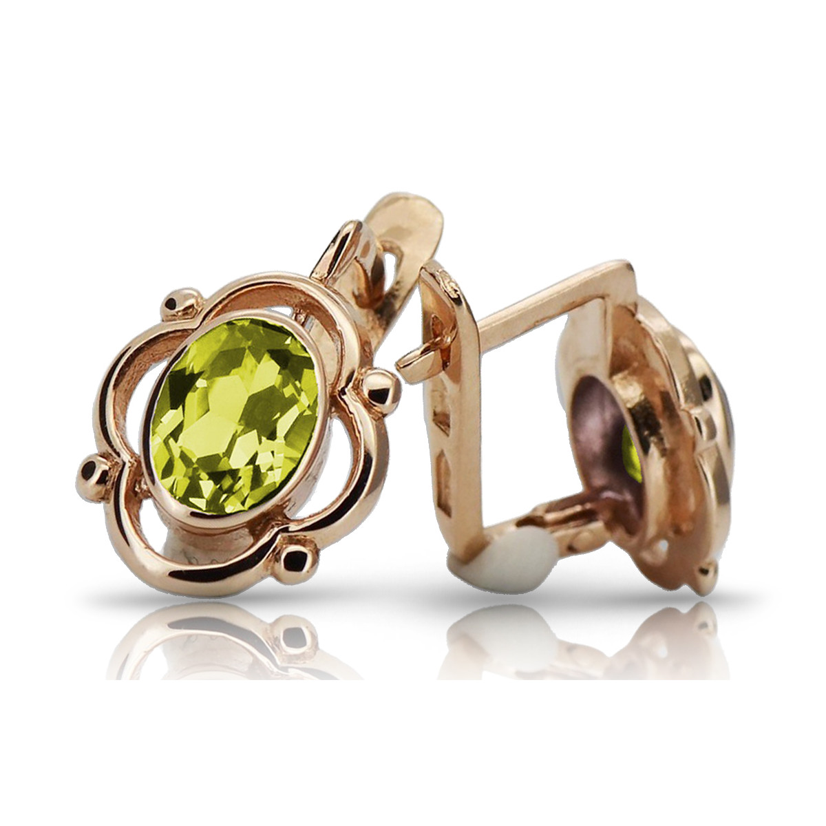 Vintage silver rose gold plated 925 peridot earrings vec033rp