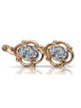 "Boucles d'oreilles zircon d'époque en or rose 14 carats vec033, style soviétique russe style