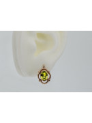 "Classic Vintage 14K Rose Gold Earrings with Yellow Peridot - Soviet vec033" style