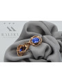 "Elegant 14K Rose Gold Sapphire Earrings, Vintage Russian Soviet Design vec033" style