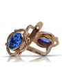 "Elegant 14K Rose Gold Sapphire Earrings, Vintage Russian Soviet Design vec033" style