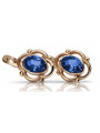 "Elegant 14K Rose Gold Sapphire Earrings, Vintage Russian Soviet Design vec033" style