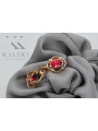 Or rose 14 carats vintage d'origin avec rubis, boucles d'oreilles vec033 style soviétique russe style