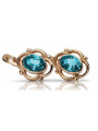 Or rose 14 carats vintage d'origine russe, Boucles d'oreilles Aigue-marine vec033 style