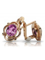 Original Vintage-Roségold 14K 585 mit Amethyst vec033 Russisch-Sowjetische Ohrringe style