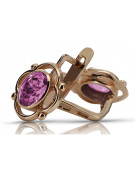 Original Vintage-Roségold 14K 585 mit Amethyst vec033 Russisch-Sowjetische Ohrringe style