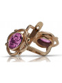 Original Vintage-Roségold 14K 585 mit Amethyst vec033 Russisch-Sowjetische Ohrringe style