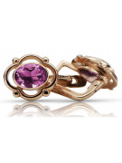 Original Vintage-Roségold 14K 585 mit Amethyst vec033 Russisch-Sowjetische Ohrringe style