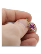 Original Vintage-Roségold 14K 585 mit Amethyst vec033 Russisch-Sowjetische Ohrringe style