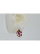 Original Vintage-Roségold 14K 585 mit Amethyst vec033 Russisch-Sowjetische Ohrringe style