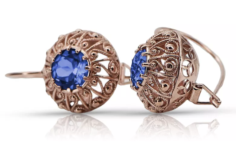 Vintage silver rose gold plated 925 Sapphire earrings vec002rp