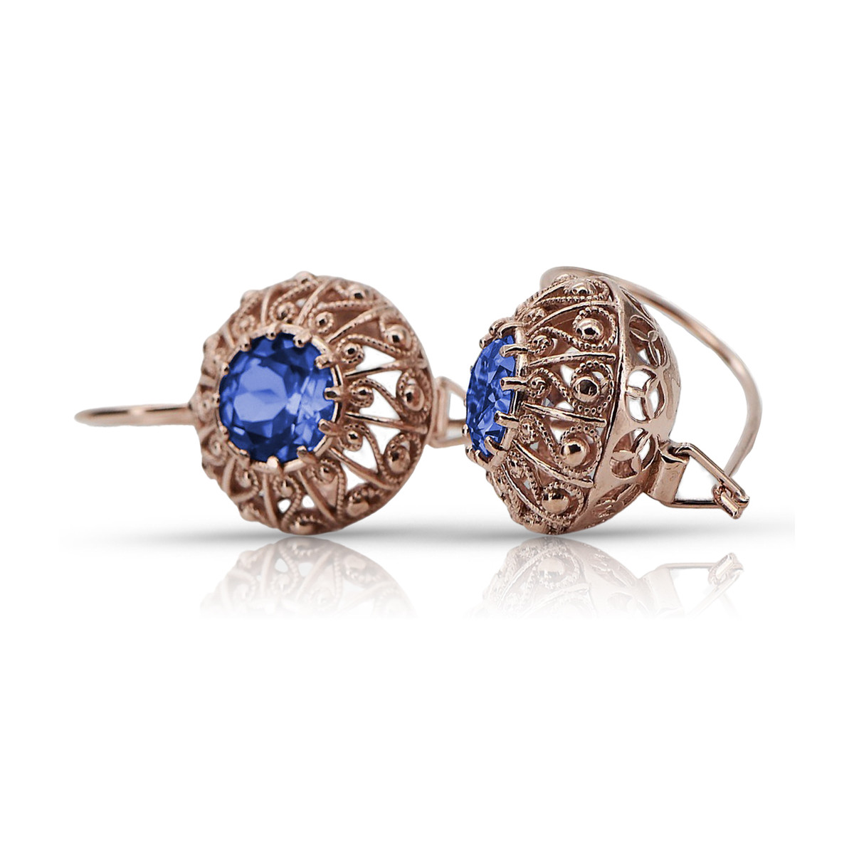 Vintage silver rose gold plated 925 Sapphire earrings vec002rp