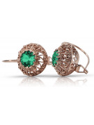 Vintage silver rose gold plated 925 Emerald earrings vec002rp