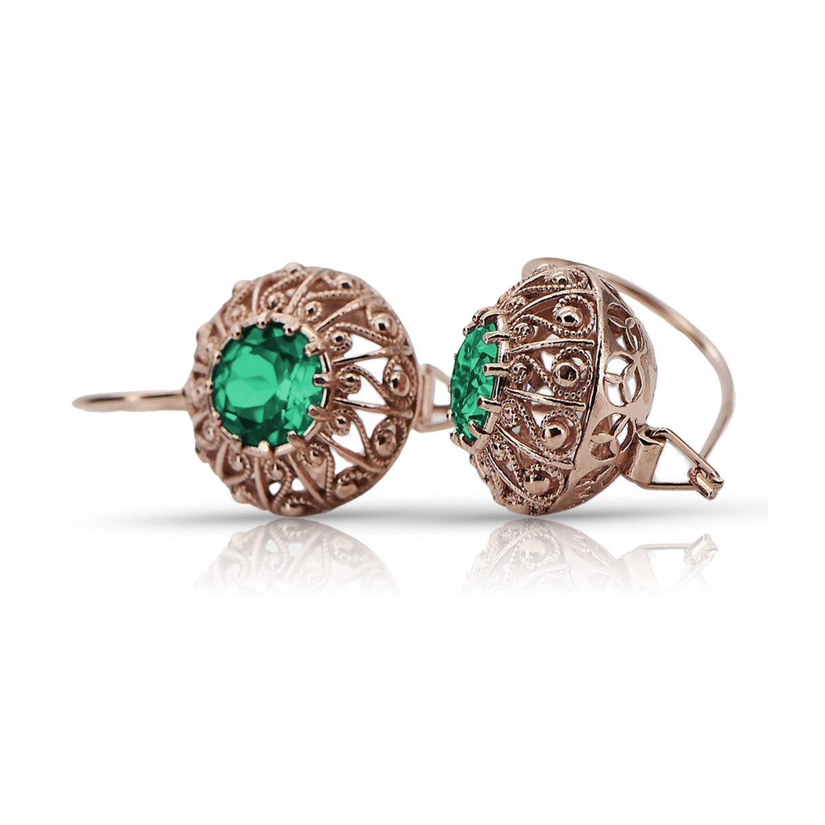 Vintage silver rose gold plated 925 Emerald earrings vec002rp