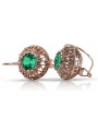 Vintage silver rose gold plated 925 Emerald earrings vec002rp