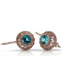 Earrings Aigue-marine vintage, Or rose 14 carats d'origine russe soviétique vec002. style