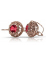 Exceptionnelles boucles d'oreilles en rubis et or rose 14 carats vec002, vintage d'origine russe soviétique style