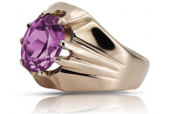 "Unique 585 Vintage Rose 14K Gold Ring featuring Amethyst" vrc016