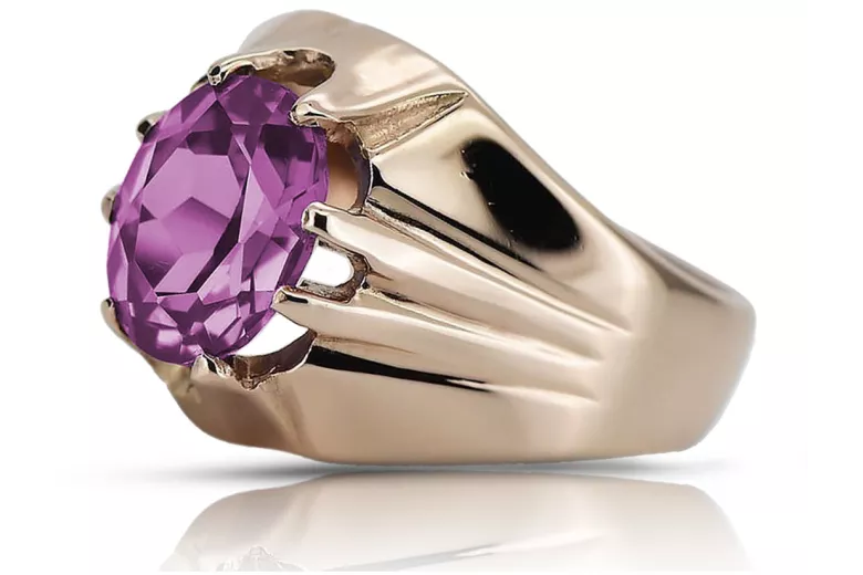 Russische sowjetische Rose 14 Karat 585 Gold Alexandrit Rubin Smaragd Saphir Zirkon Ring vrc016