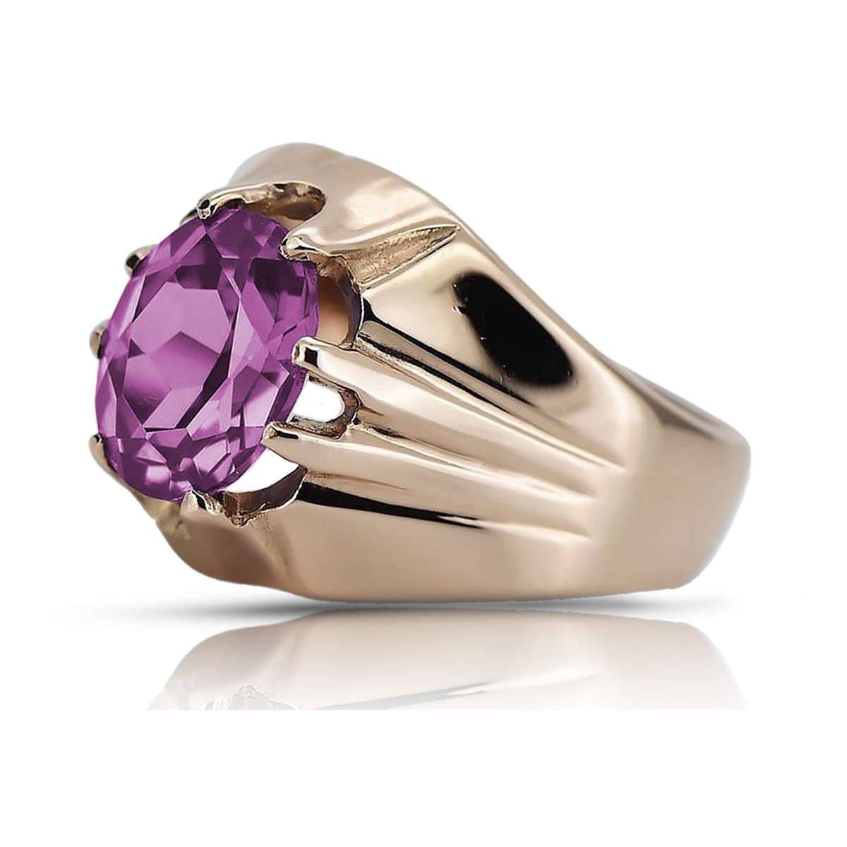 Russische sowjetische Rose 14 Karat 585 Gold Alexandrit Rubin Smaragd Saphir Zirkon Ring vrc016