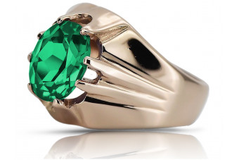 "Original Vintage Emerald Elegance in 14K Rose Gold Ring" vrc016