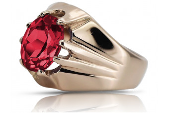 Classic Ruby Ring in 14k Rose Gold, Unique Vintage vrc021 Vintage