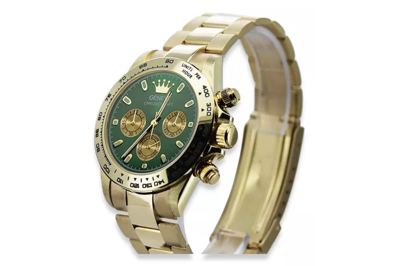 Gold men's watch Geneve ★ zlotychlopak.pl ★ Gold purity 585 333 Low Price!