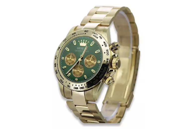 Gold men's watch Geneve ★ zlotychlopak.pl ★ Gold purity 585 333 Low Price!