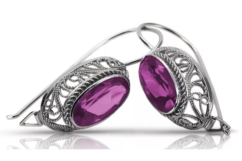 Vintage silver 925 amethyst earrings vec023s