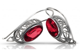 Vintage silver 925 Ruby earrings vec023s