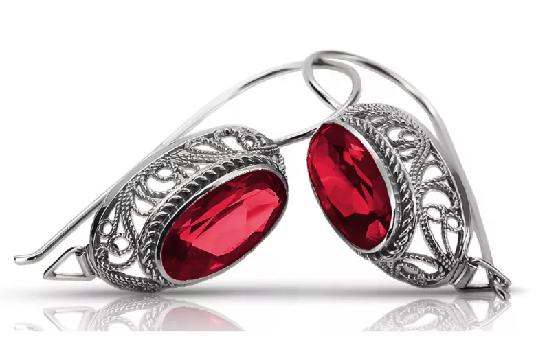 Vintage silver 925 Ruby earrings vec023s