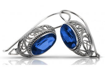 Vintage silver 925 Sapphire earrings vec023s