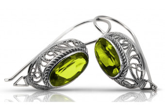 Vintage silver 925 yellow peridot earrings vec023s