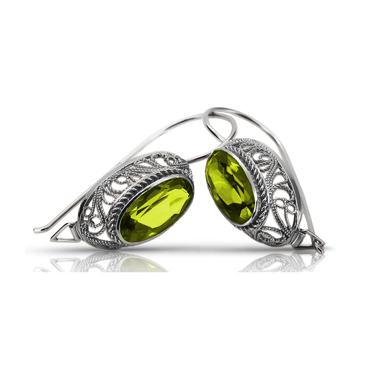 Vintage silver 925 yellow peridot earrings vec023s