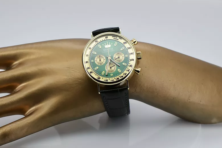 Жълт 14k 585 златен мъжки часовник Geneve mw012y-gr