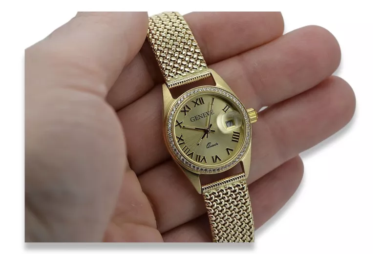 Gold men's watch Geneve ★ zlotychlopak.pl ★ Gold purity 585 333 Low Price!