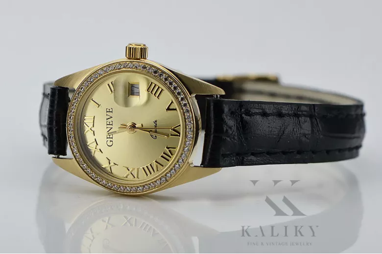 14k Gelbgolddame Rolex Style Uhr Geneve lw078ydg