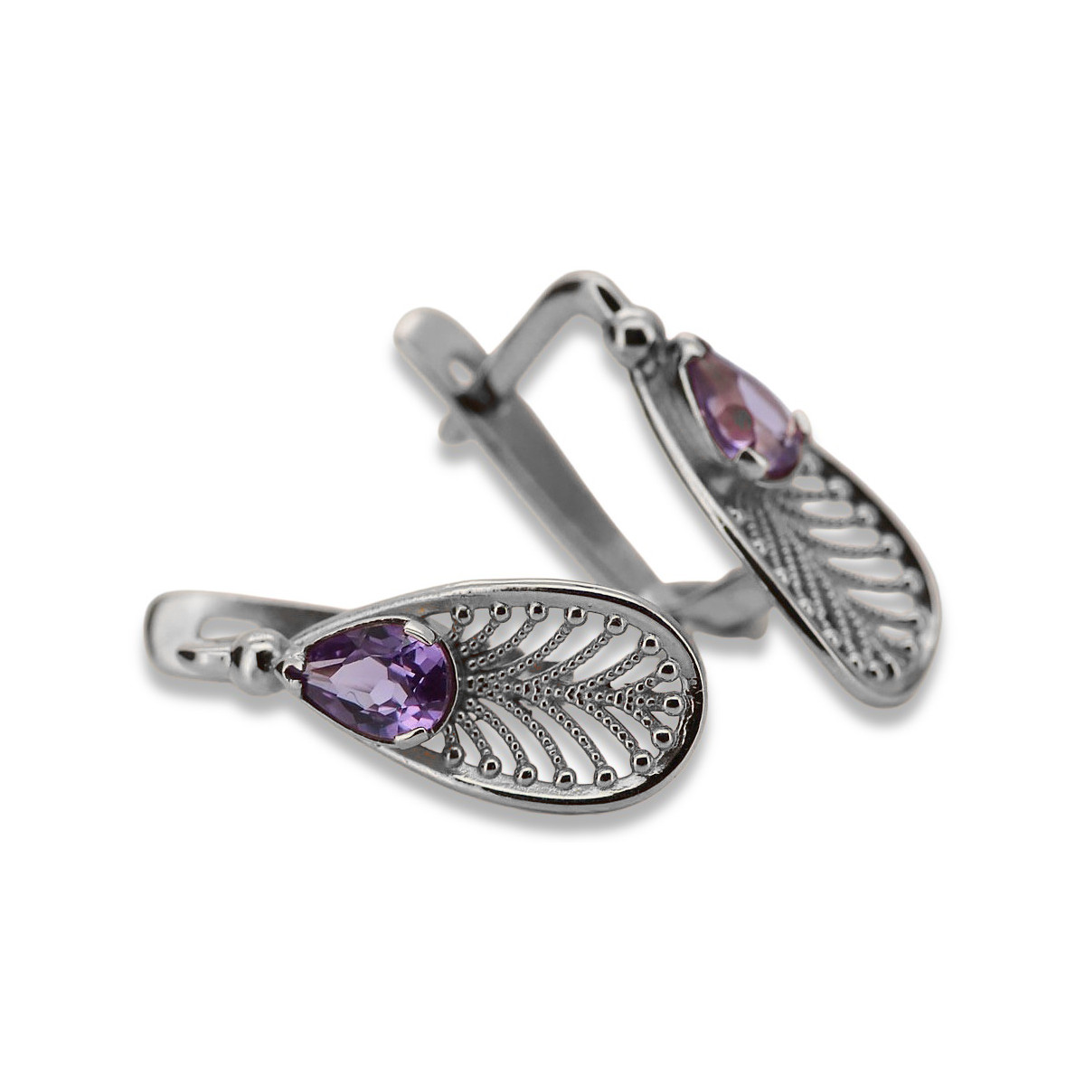 copie de russe soviétique argent rose plaqué or 925 Alexandrite rubis émeraude saphir aigue-marine zircon ... Boucles d’oreilles