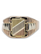 Ruso rosa rosa 14k oro 585 Anillo de sello para hombre csn007r