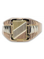 Ruso rosa rosa 14k oro 585 Anillo de sello para hombre csn007r