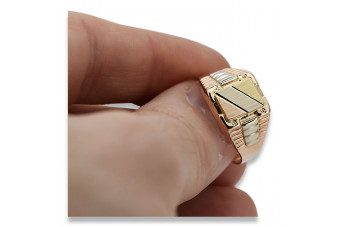 Russische rosa Rose 14 Karat Gold 585 Siegelring für Herren csn007rwy