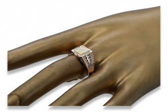 Inel cu sigiliu pentru bărbați din aur de 14k roz roz rusesc 585 csn007r