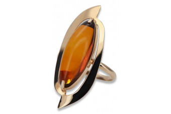 "Precious Amber Encrusted 14K Vintage Rose Gold Ring" vrab008